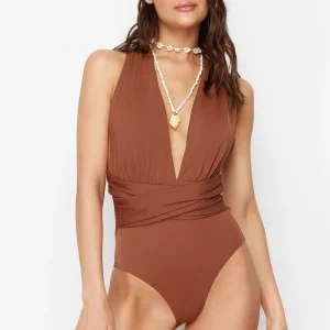 Sophisticated Brown Swimsuit