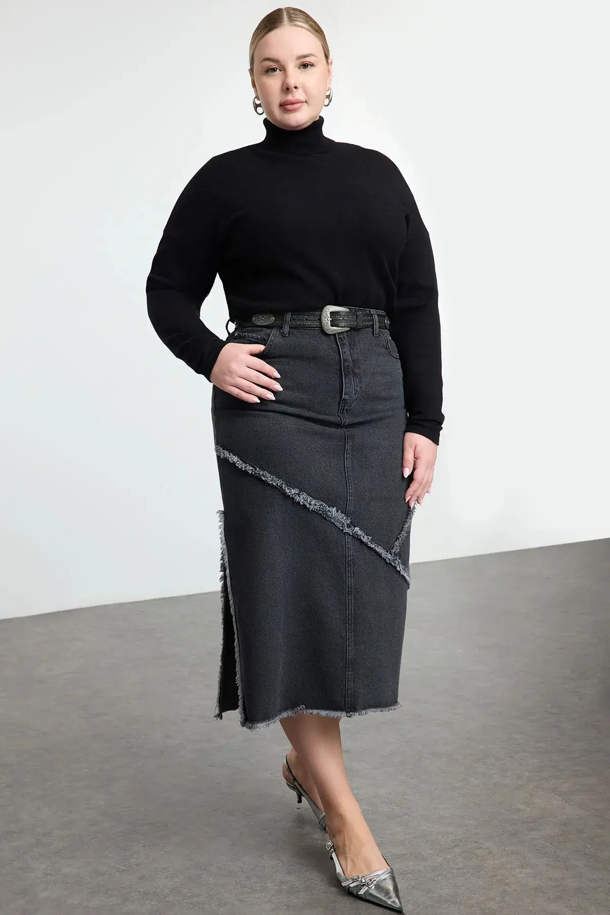 Denim Plus Size Skirt